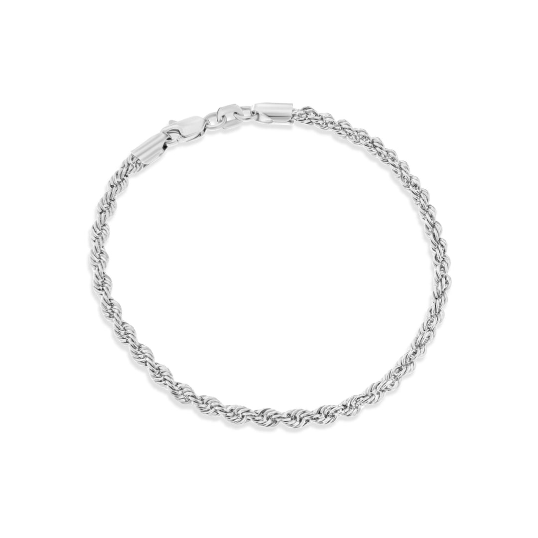 צמיד חבל איטלקי מזהב לבן 14 קראט