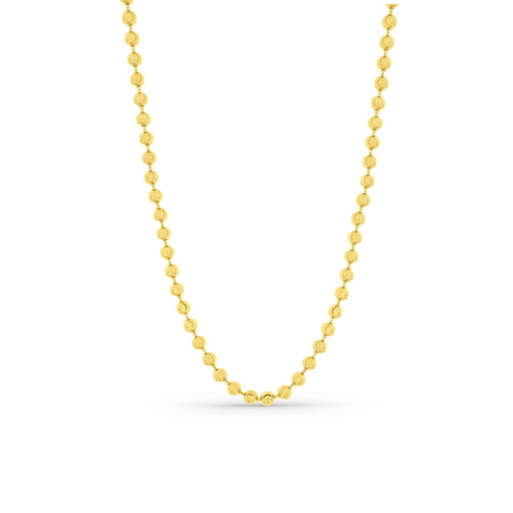 שרשרת כדורים איטלקית מלאה מזהב צהוב 14 קראט עם חריטות יהלום