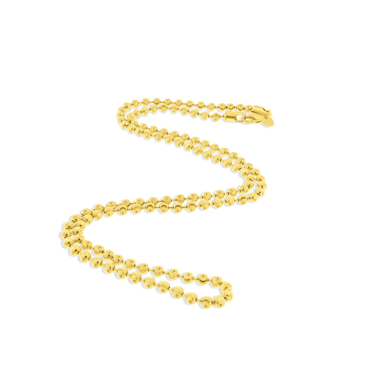 שרשרת כדורים איטלקית מלאה מזהב צהוב 14 קראט עם חריטות יהלום