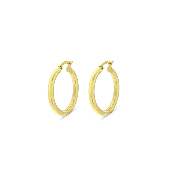 זוג עגילי חישוקים איטלקיים מזהב צהוב 14 בגודל קלאסי