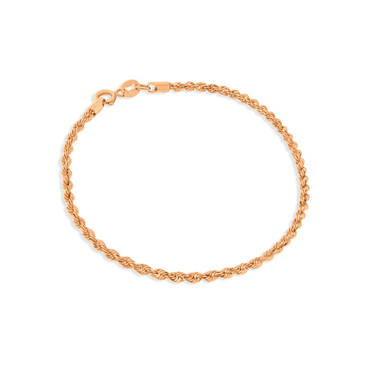 צמיד חבל איטלקי עדין מזהב אדום 14 קראט