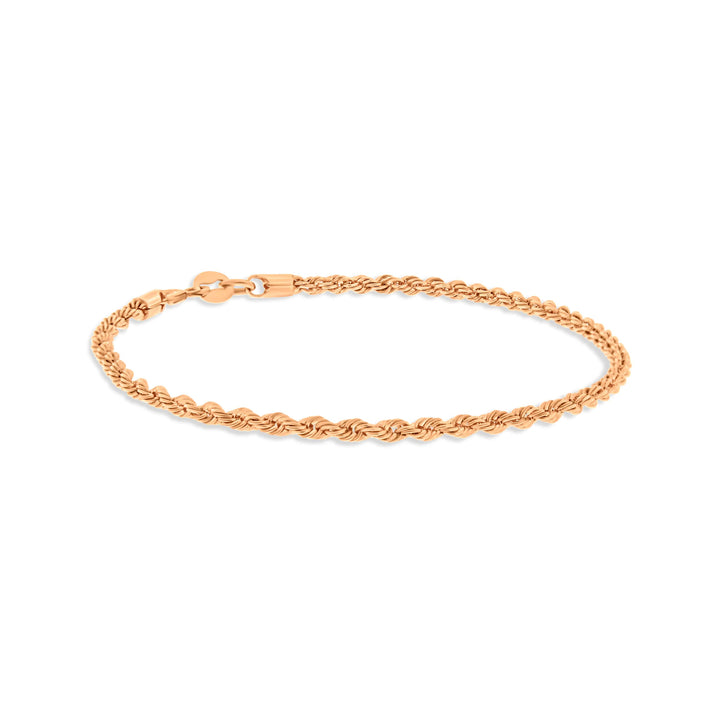 צמיד חבל איטלקי עדין מזהב אדום 14 קראט