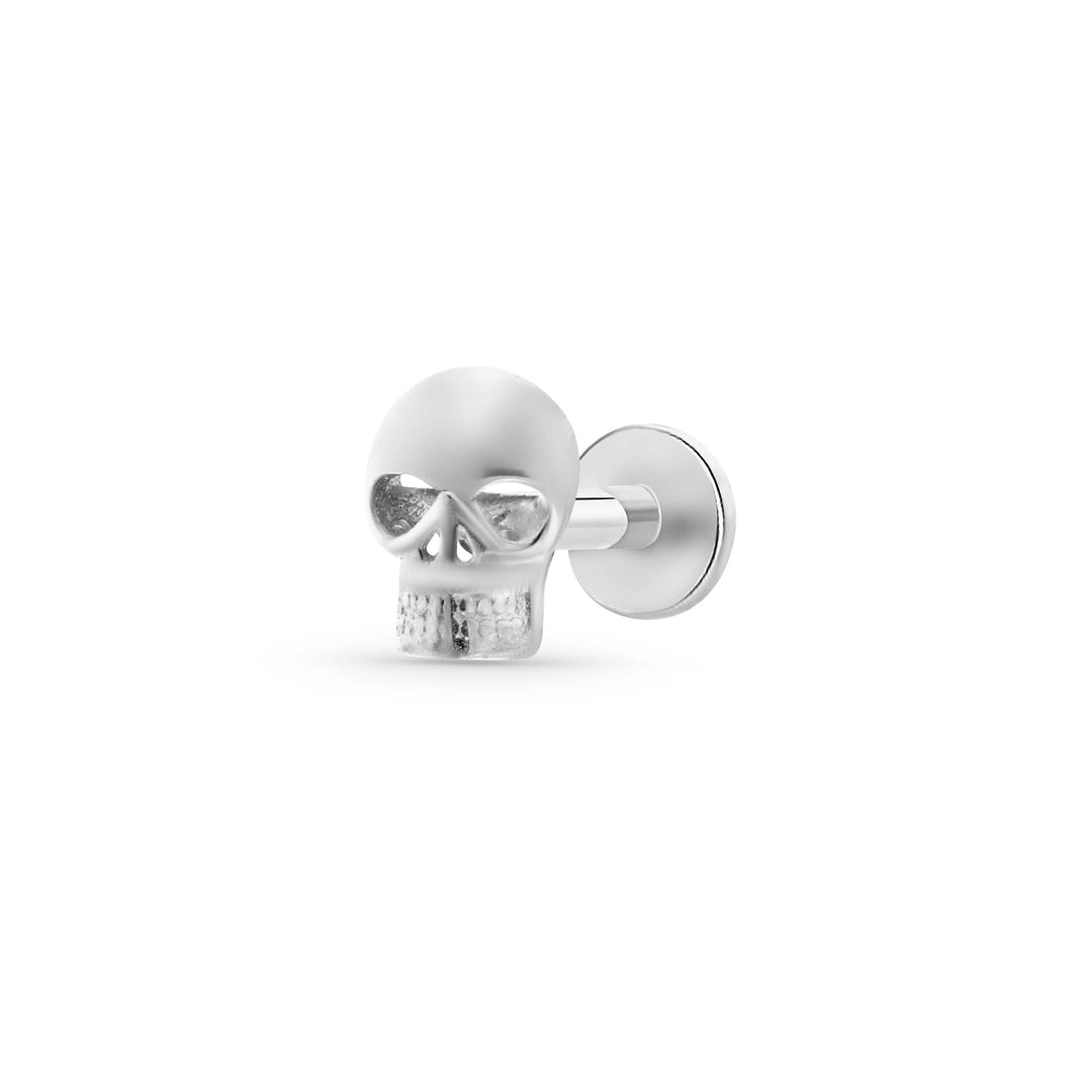 עגיל פירסינג לברט צמוד מזהב 14 קראט בעיצוב גולגולת