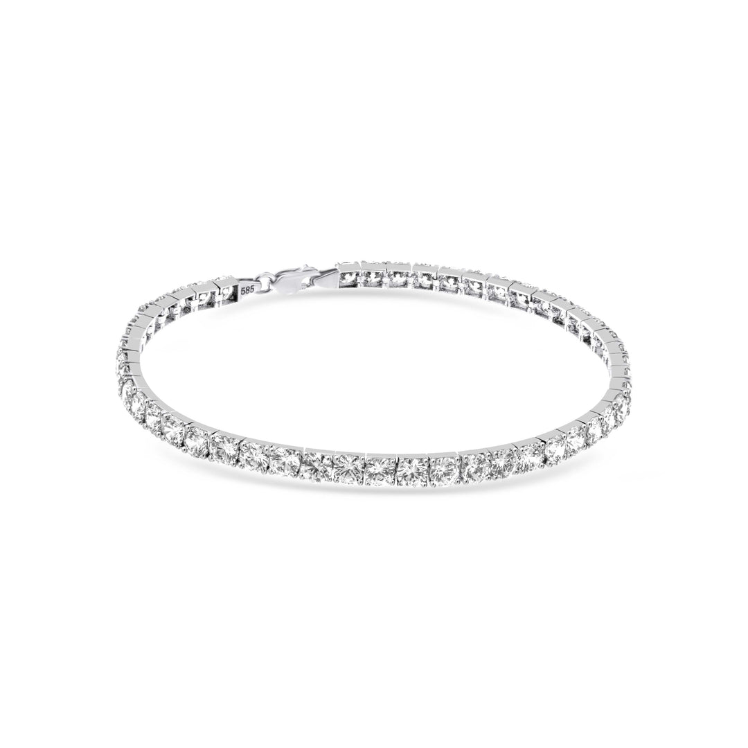 צמיד טניס מזהב לבן 14 קראט משובץ אבנים