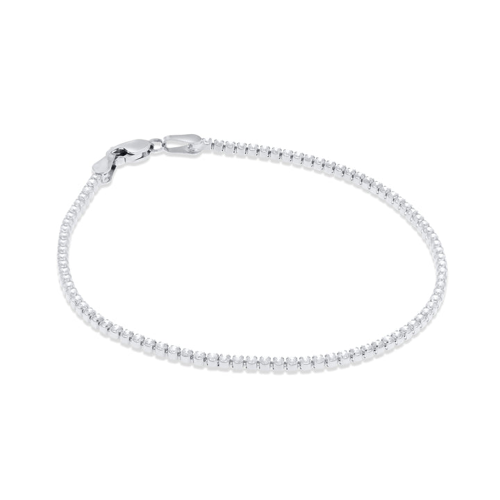 צמיד טניס עדין מזהב לבן 14 קראט משובץ אבנים